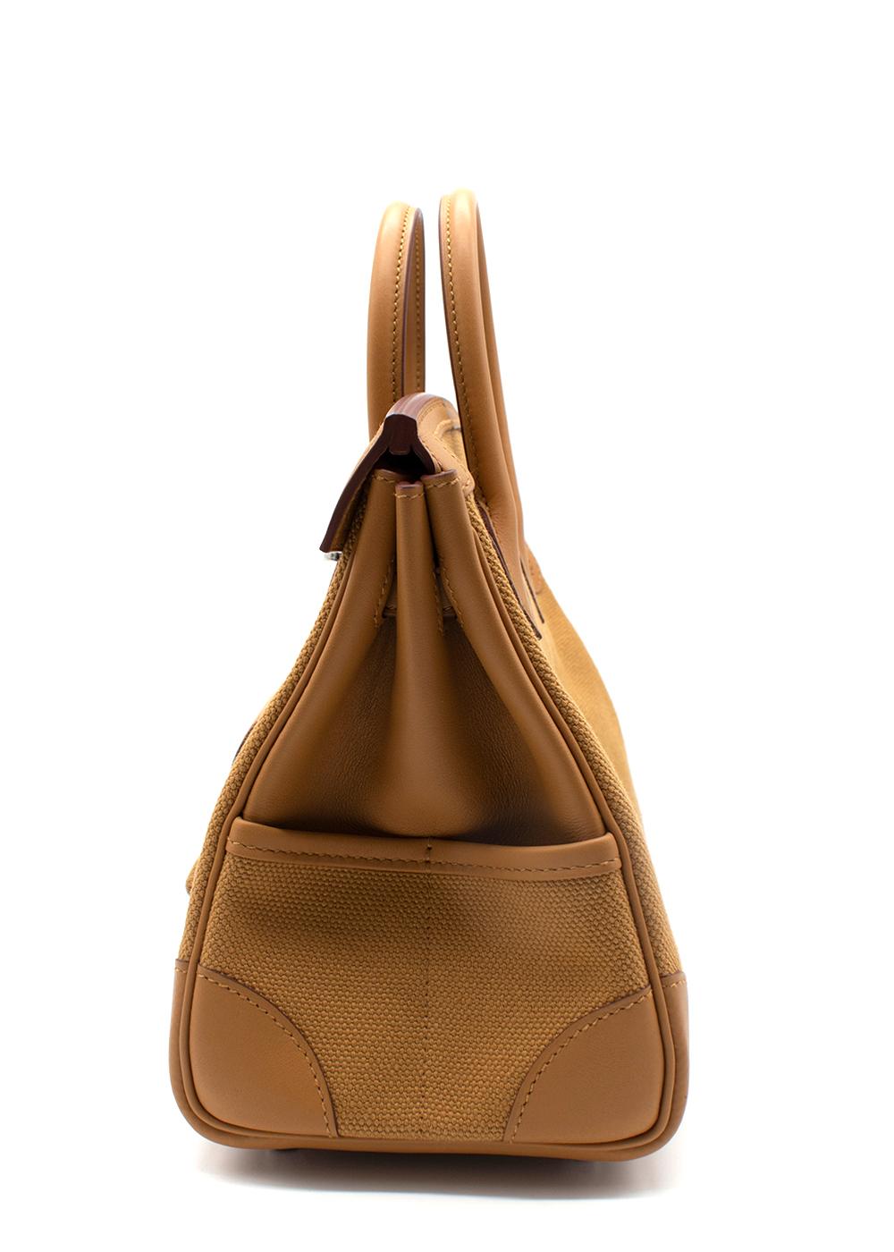 Sesame Canvas Cargo Birkin 25 PHW, Hermès für Damen oder Herren im Angebot