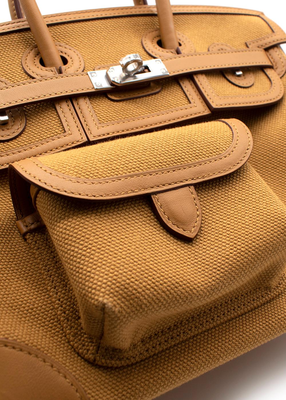Sesame Canvas Cargo Birkin 25 PHW, Hermès im Angebot 3