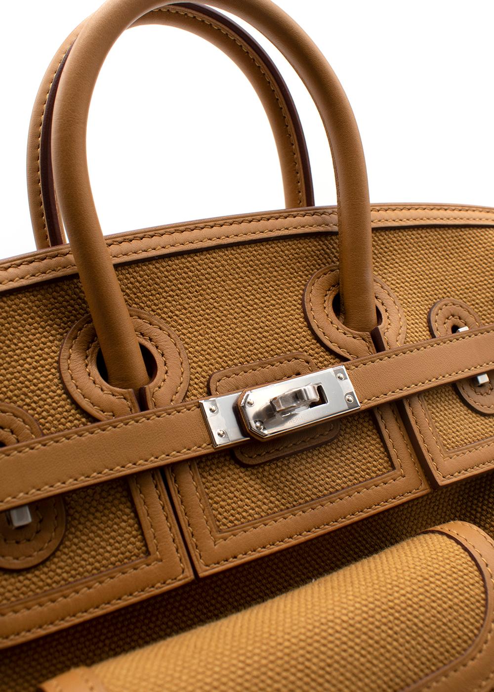 Sesame Canvas Cargo Birkin 25 PHW, Hermès im Angebot 4