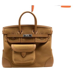 Sesame Canvas Cargo Birkin 25 PHW, Hermès