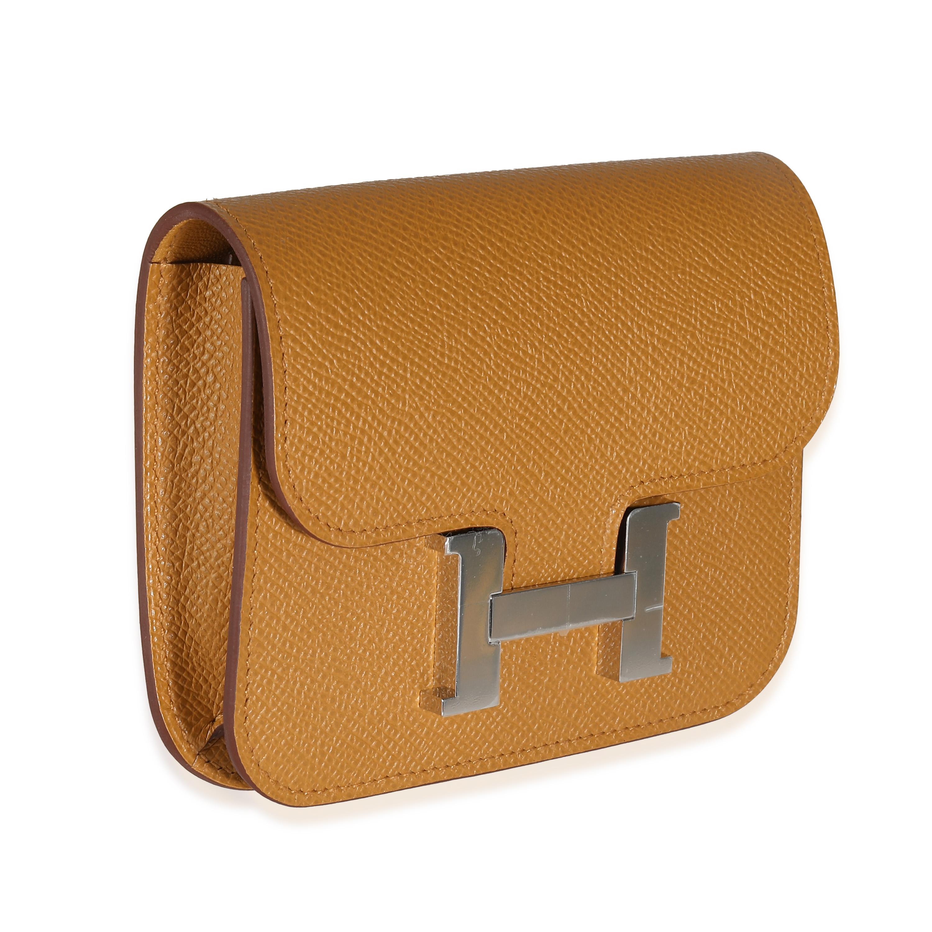 Orange Hermès Sesame Epsom Constance Slim Wallet PHW For Sale