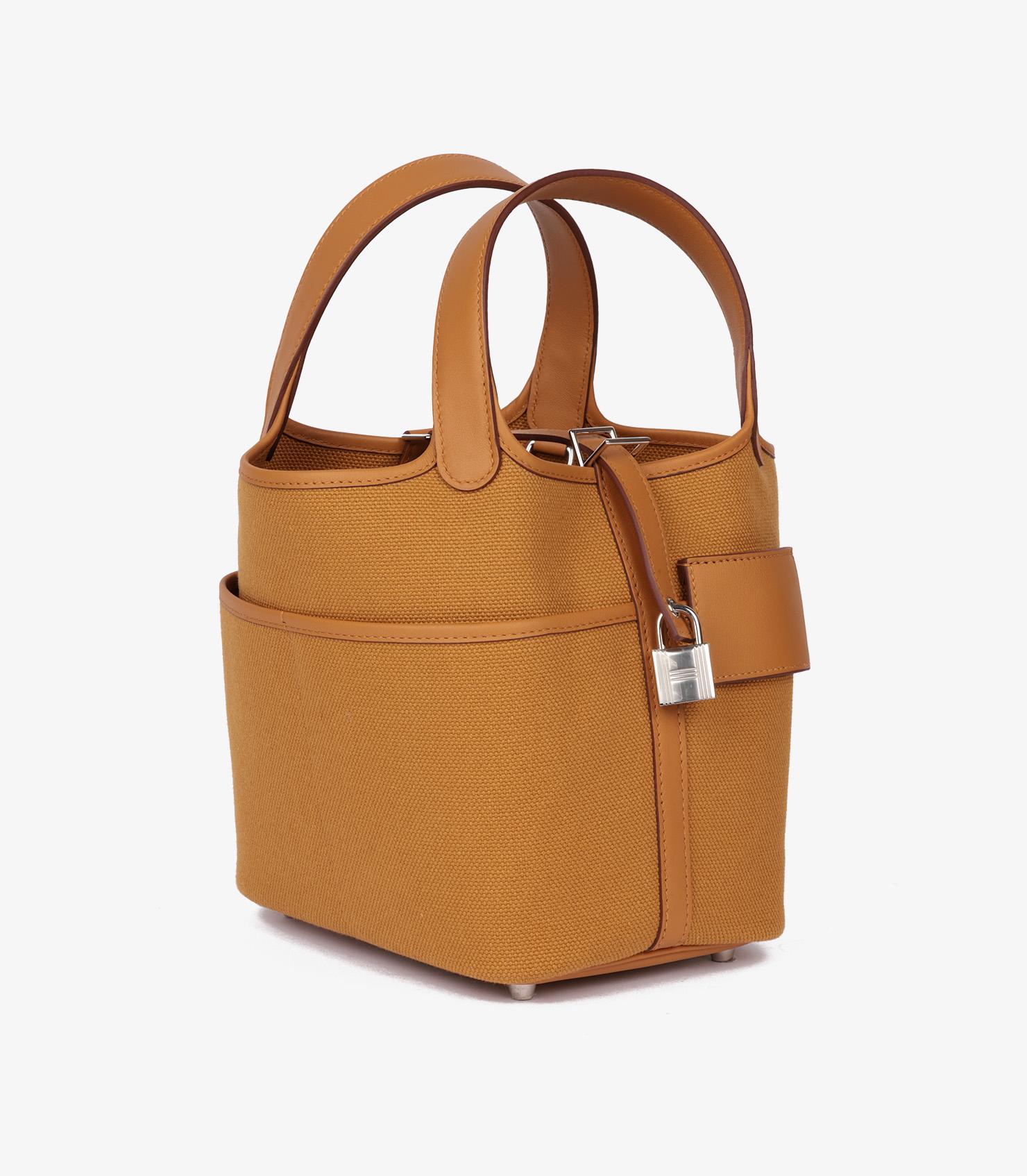 Hermès Sesame Swift And Toile Goeland Cargo Picotin Lock 18 (Braun) im Angebot