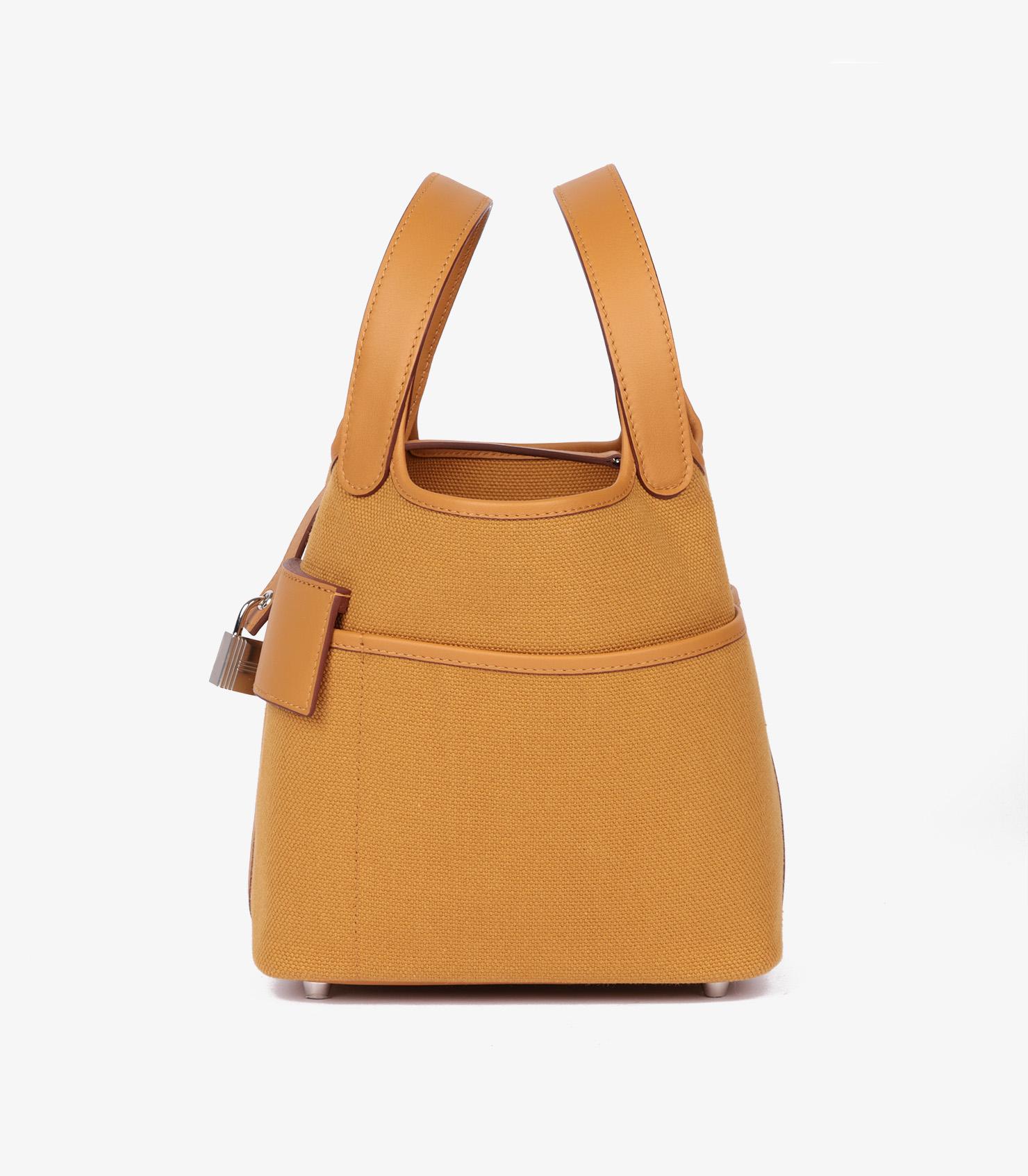 Hermès Sesame Swift And Toile Goeland Cargo Picotin Lock 18 Damen im Angebot