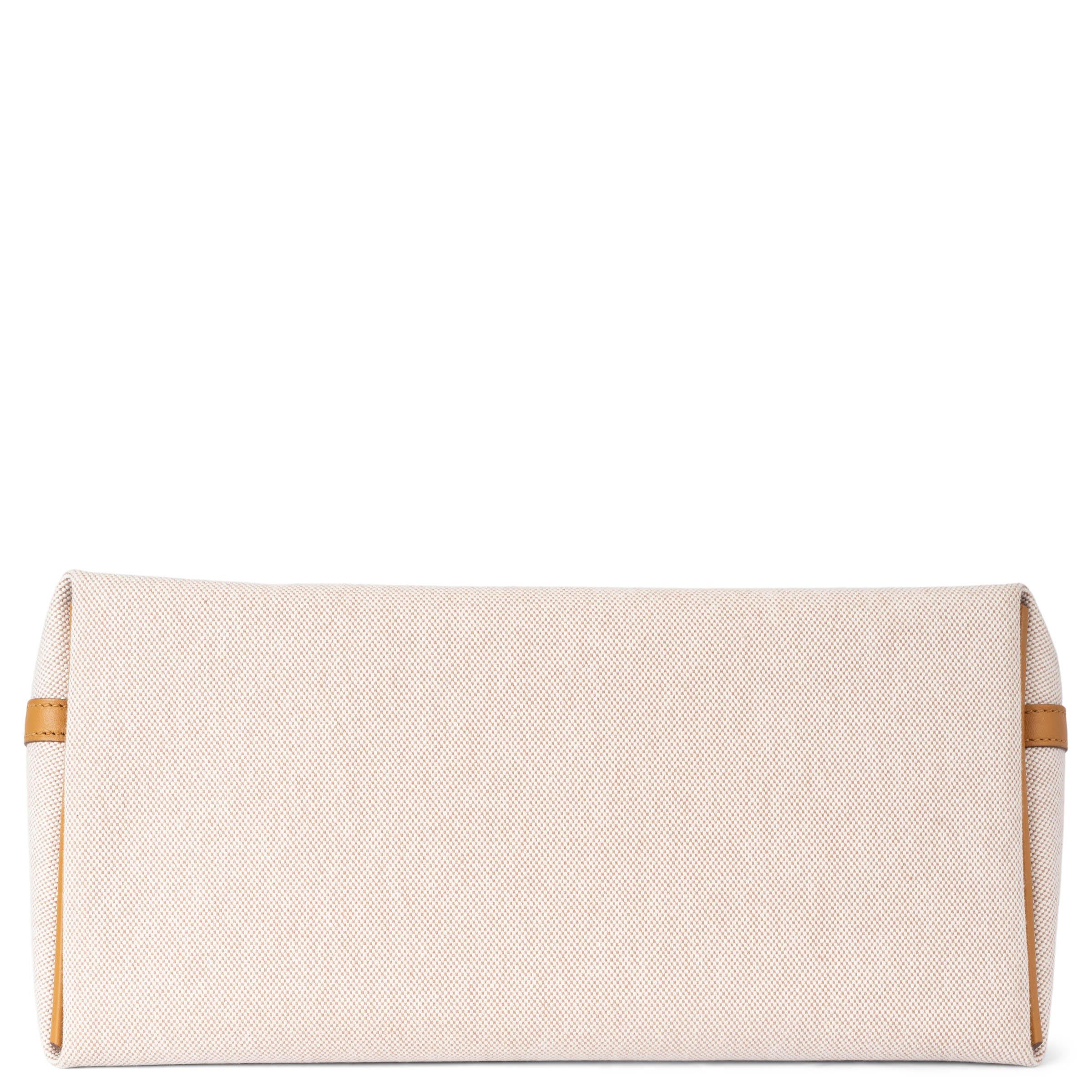 HERMES Sesame Swift leather & Toile Viking canvas 24/24-35 Bag Ghw In Excellent Condition For Sale In Zürich, CH