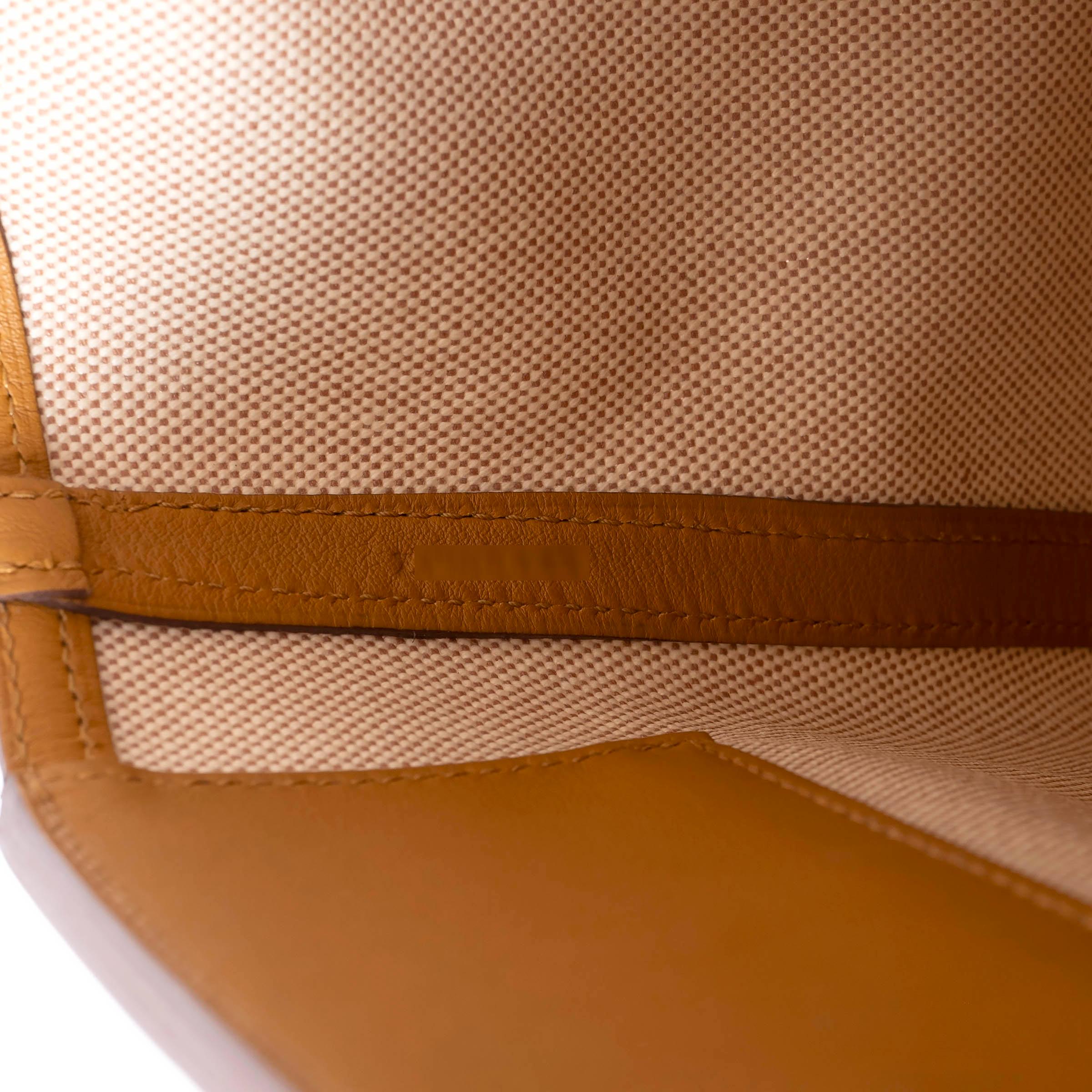 HERMES Sesame Swift leather & Toile Viking canvas 24/24-35 Bag Ghw For Sale 3