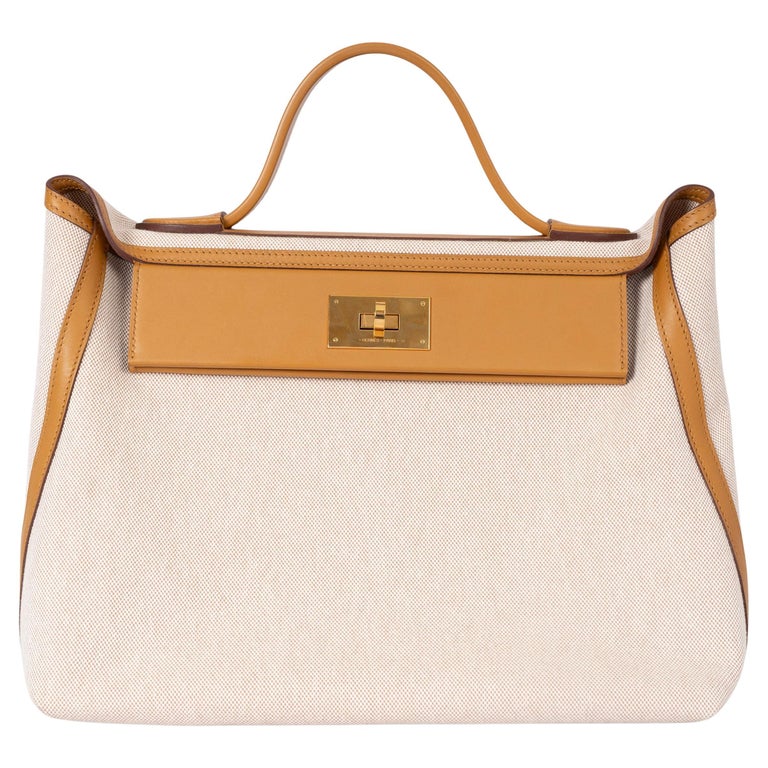 HERMES Sesam Swift Leder and Toile Viking Canvas 24/24-35 Tasche