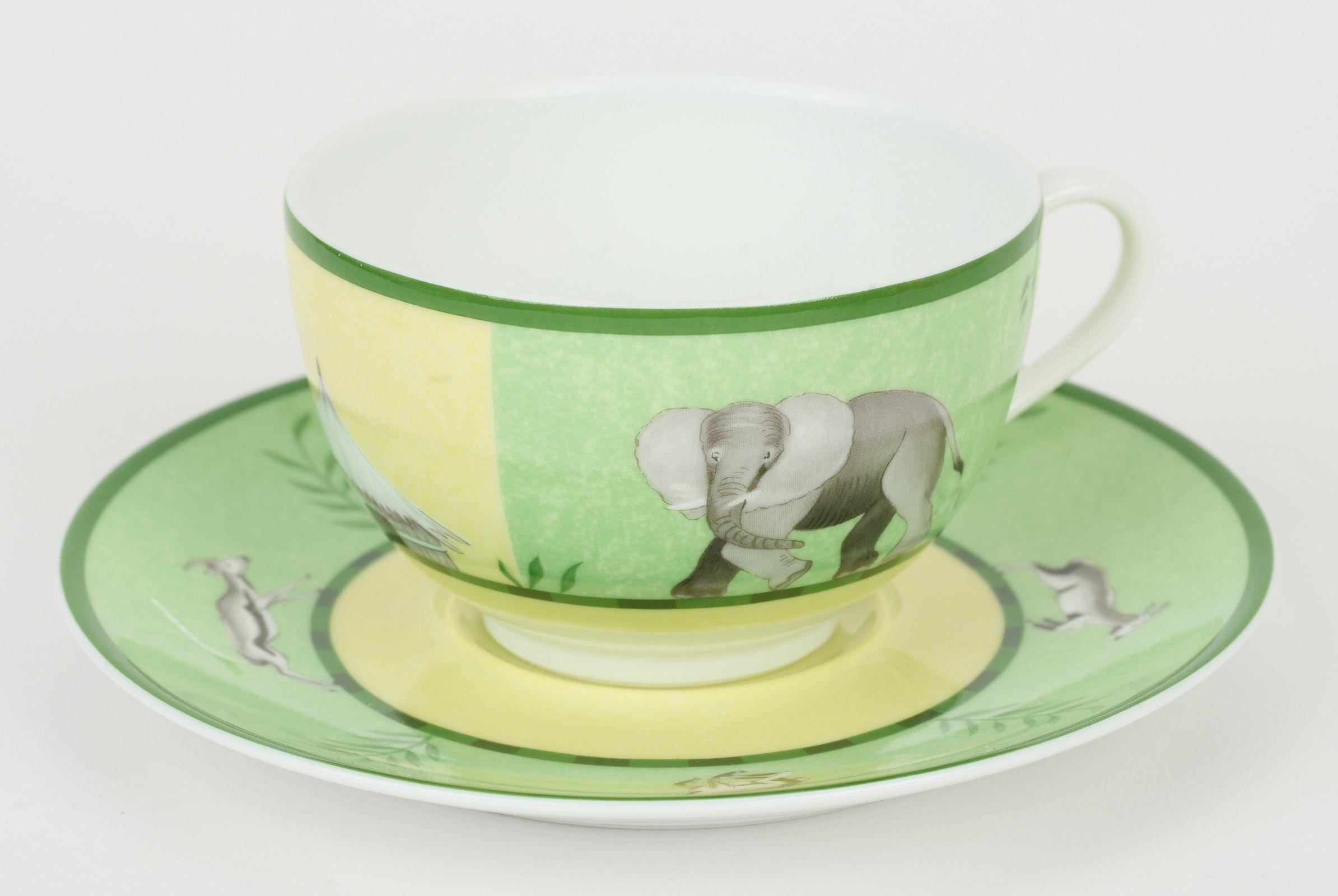 Hermès Set/2 tazze da tè Africa Green W/Box in vendita 1