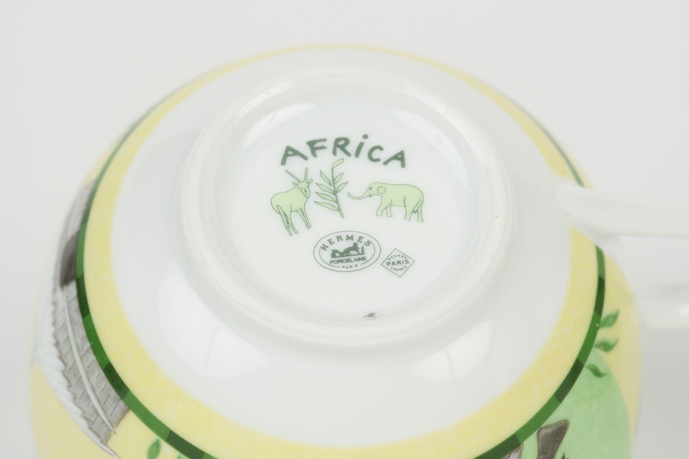 Hermès Set/2 tazze da tè Africa Green W/Box in vendita 3