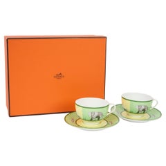 Hermès Set/2 tazze da tè Africa Green W/Box