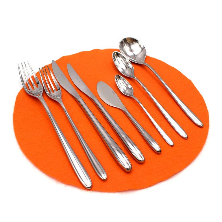 Hermes Set of 10 Stainless Steel Iliane Flatware 7 Piece Setting at 1stDibs