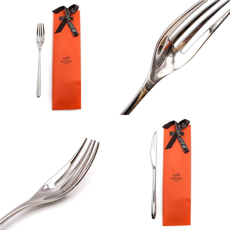 Hermes Set of 10 Stainless Steel Iliane Flatware 7 Piece Setting at 1stDibs