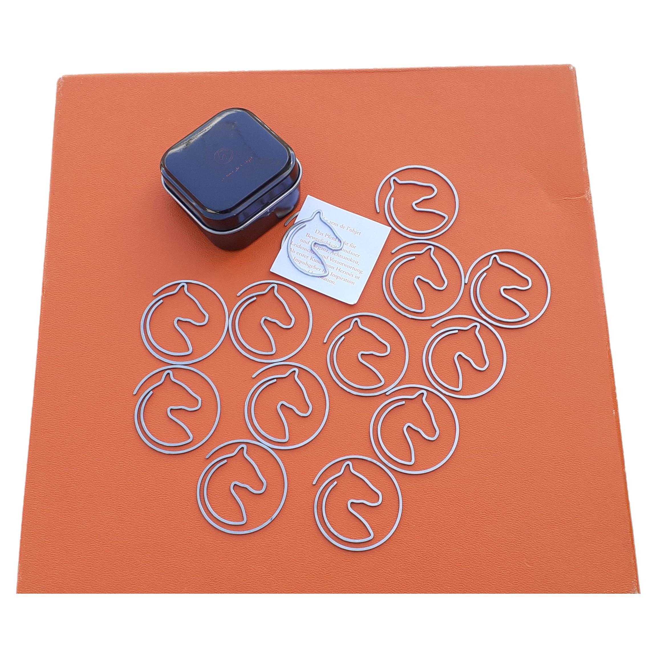 Hermès Set of 13 Paper Clips Horse Head Shape in Box For Sale