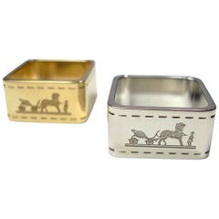 Hermès Set of 2 Bolduc Permabrass and Palladium Scarf Rings 