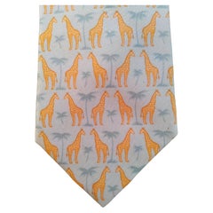 Hermès Set of 2 Giraffes and Camels Prints Silk Ties Africa Wild Animals