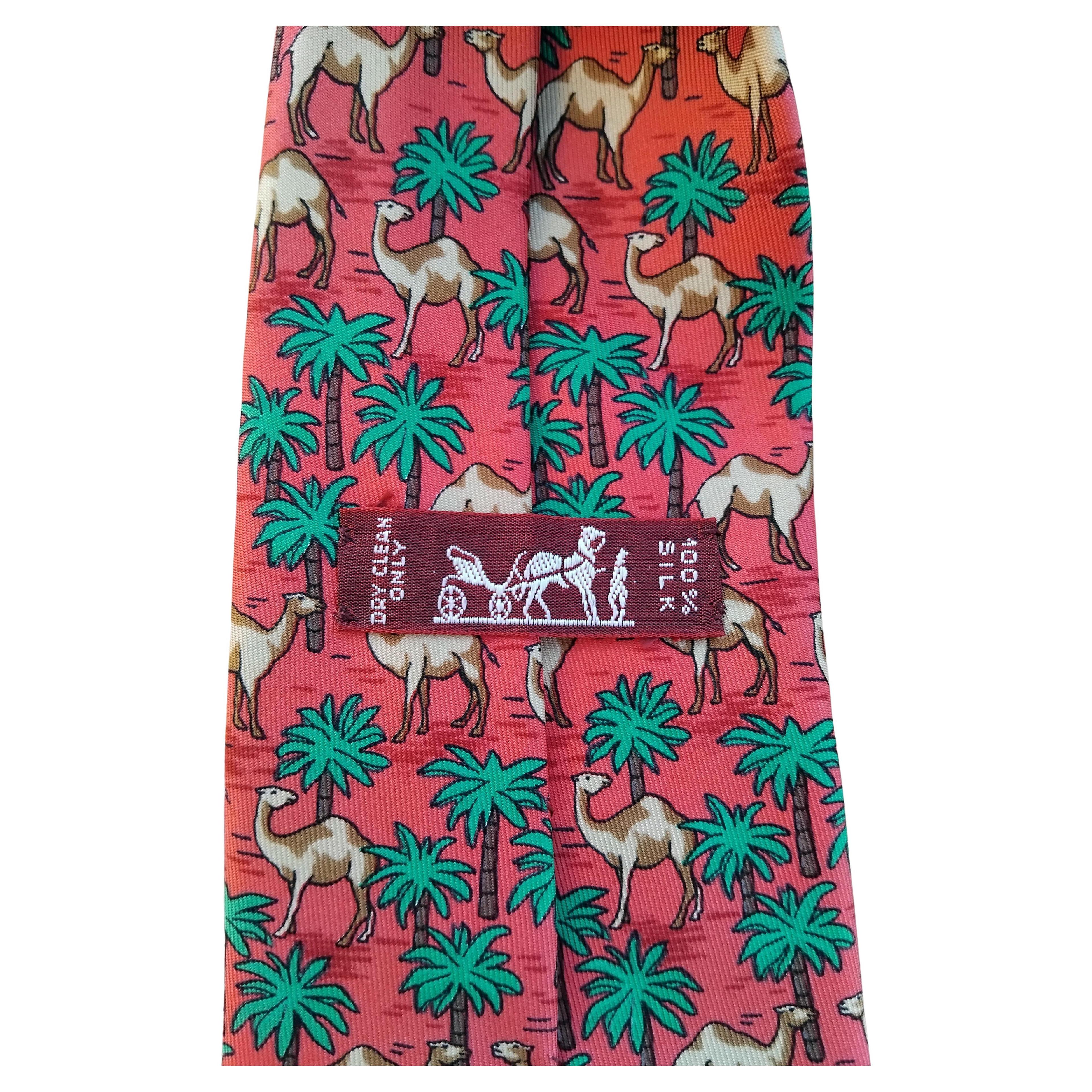 Hermès Set of 2 Giraffes and Camels Prints Silk Ties Africa Wild Animals For Sale 3