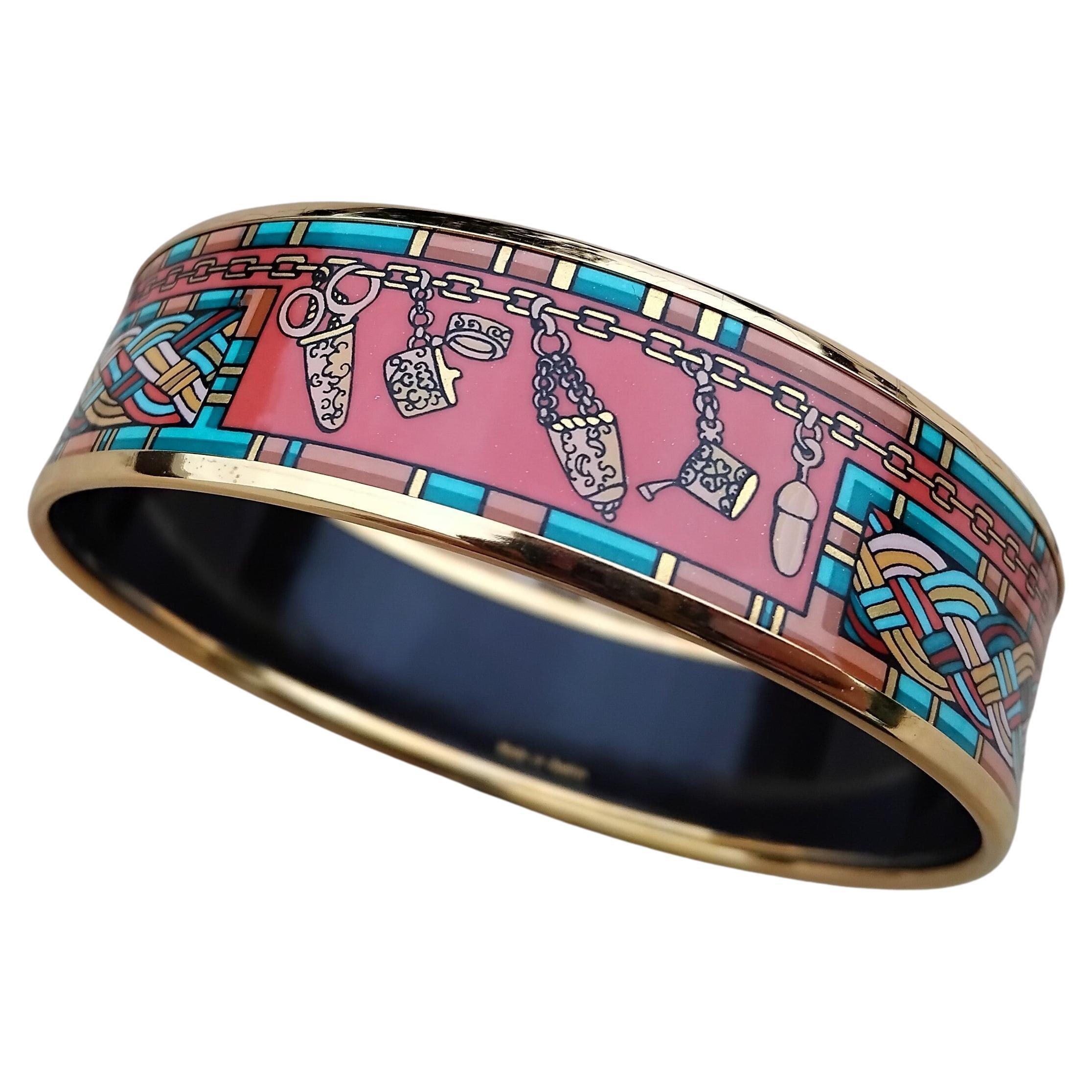 Hermès Set of 2 matchingEnamel Bracelet Petite Main Gold Hdw Size 65 en vente 12