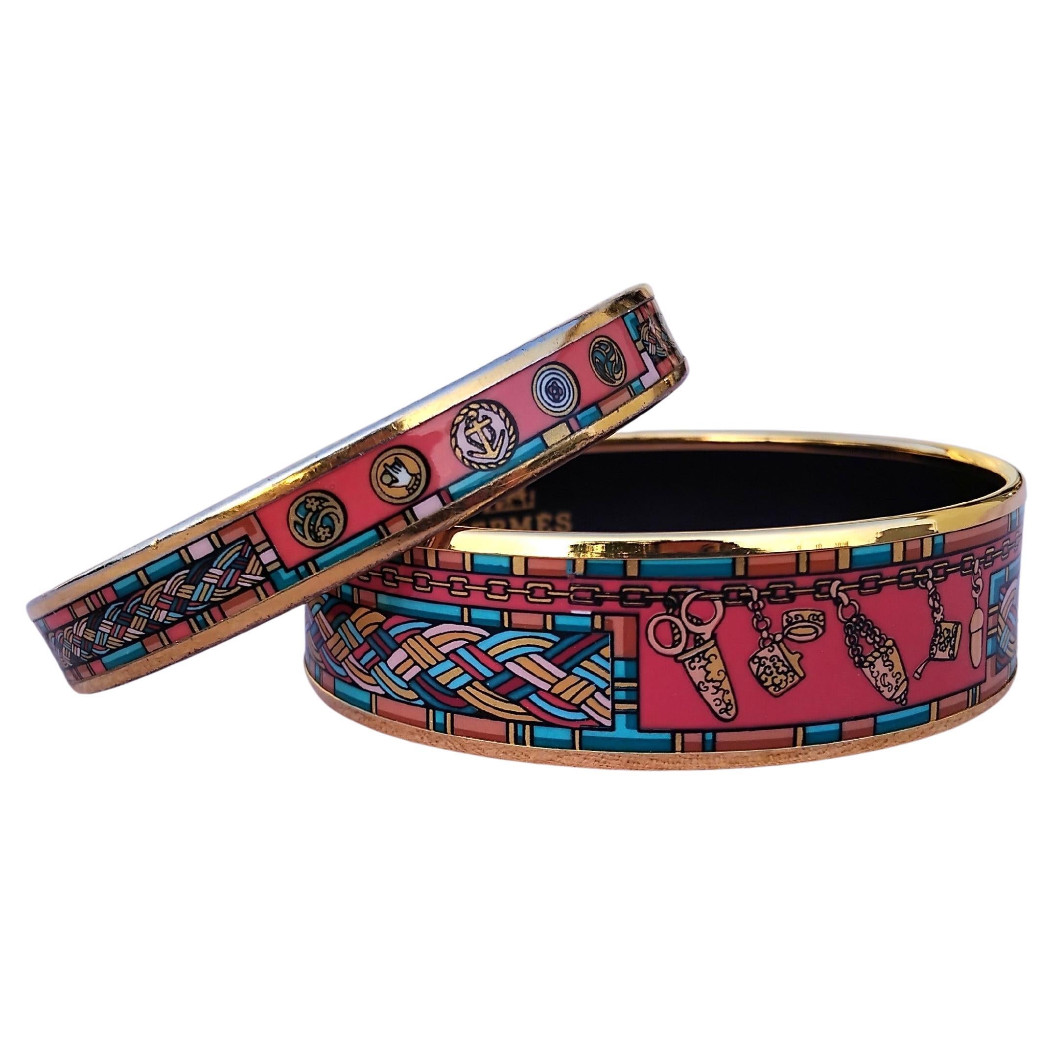 Hermès Set of 2 matchingEnamel Bracelet Petite Main Gold Hdw Size 65 en vente 1