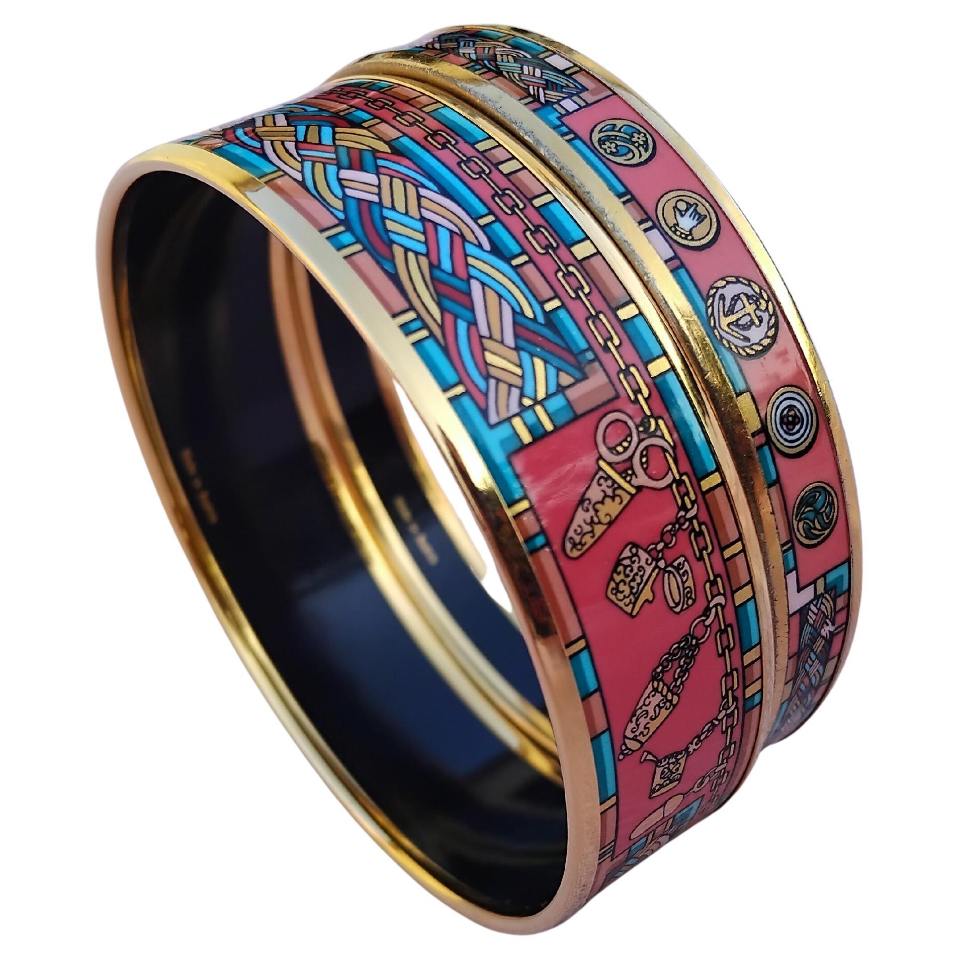 Hermès Set of 2 matchingEnamel Bracelet Petite Main Gold Hdw Size 65 en vente 2