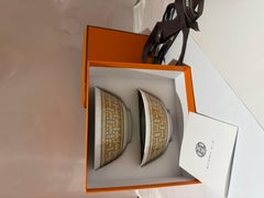 Hermes set of 2 Mosaique au 24 gold bowls
