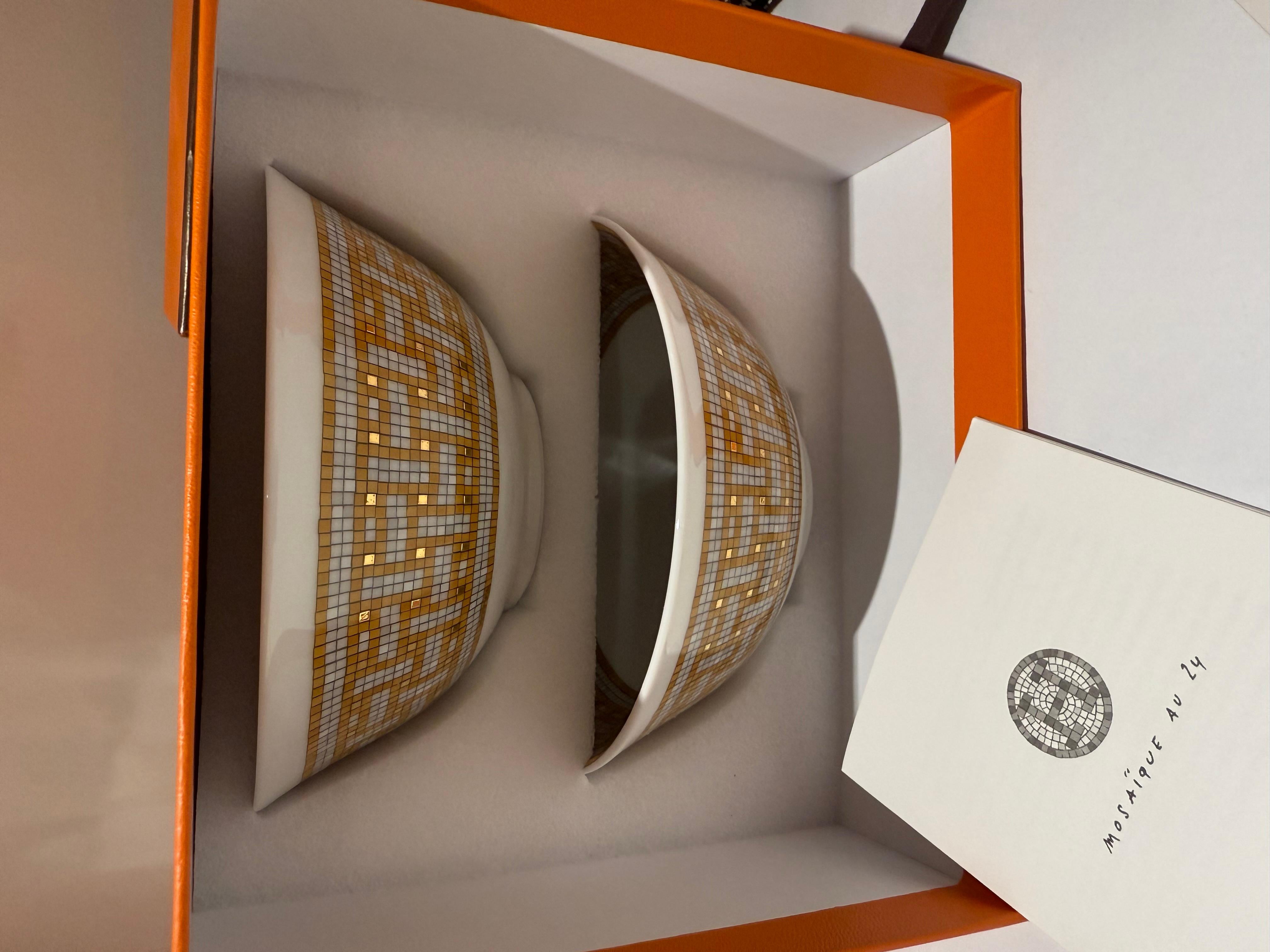 Oro Set di 2 ciotole Hermes in oro Mosaique au 24 in vendita