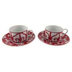 Hermès Set of 2 porcelain Balcon du Guadalquivir tea cup and saucer