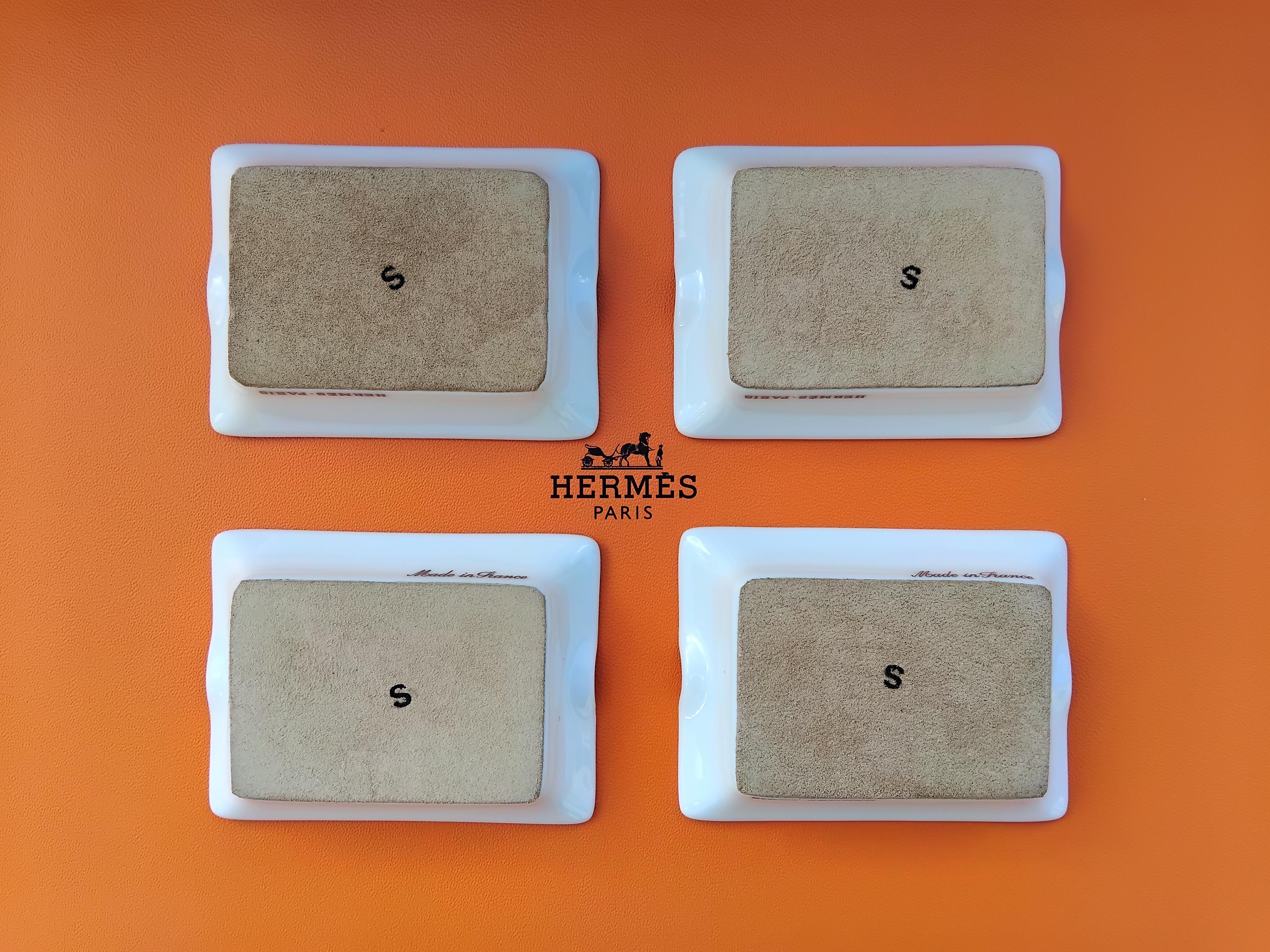 Hermès Set of 4 mini Ashtrays Bull and Horses Prints in Porcelain Texas 2