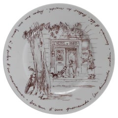 Hermès Set of 4 Porcelain Plates Bonheurs a Paris