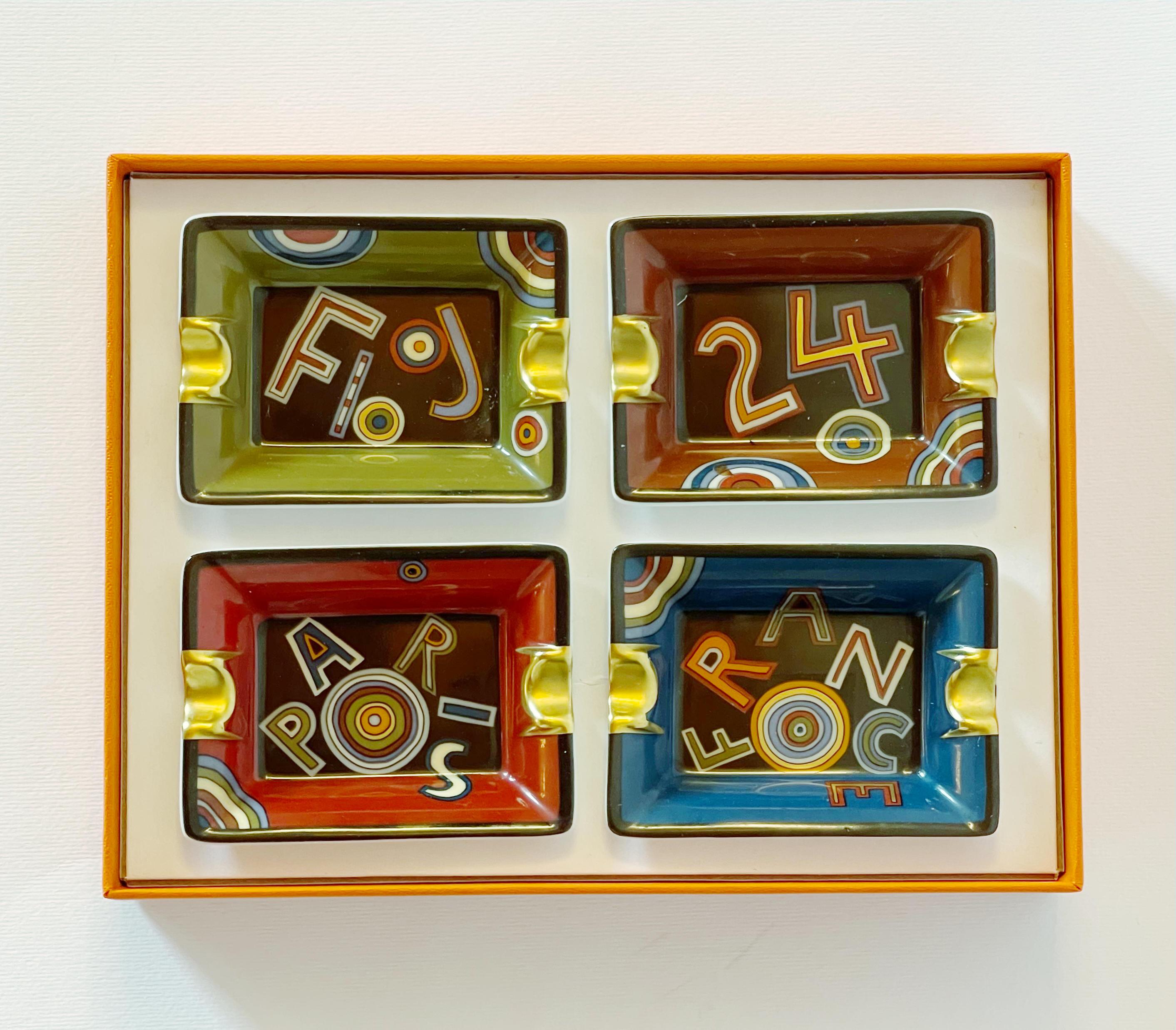 Hermes Set of 4 Tohu Bohu Mini Ashtrays In Good Condition In Los Angeles, CA