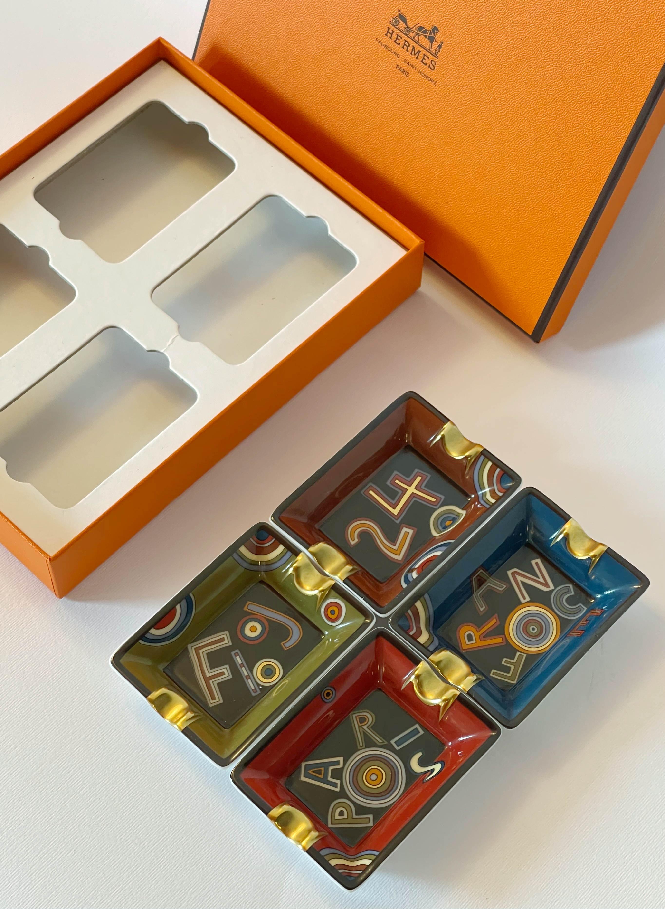 20th Century Hermes Set of 4 Tohu Bohu Mini Ashtrays