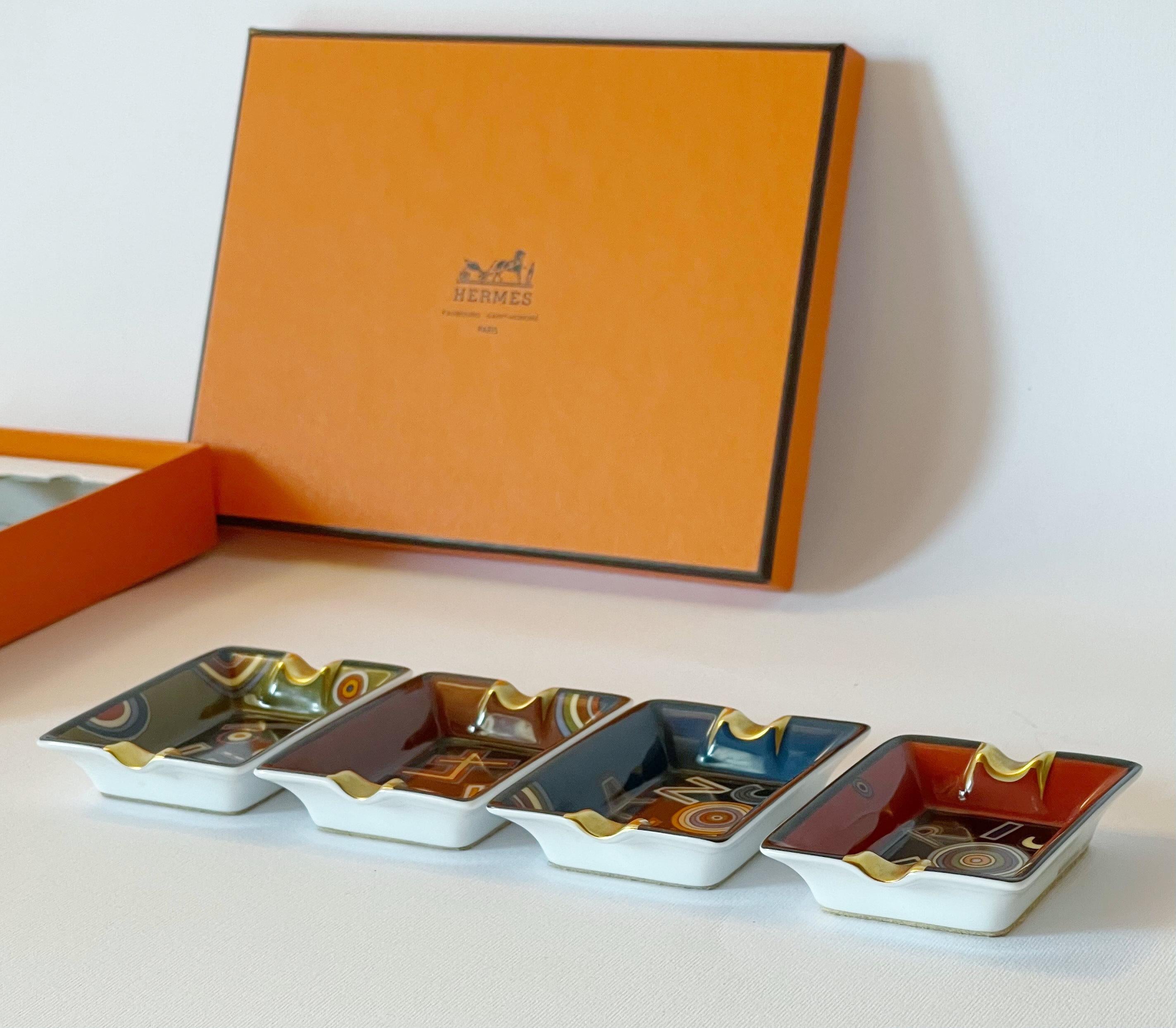 Porcelain Hermes Set of 4 Tohu Bohu Mini Ashtrays