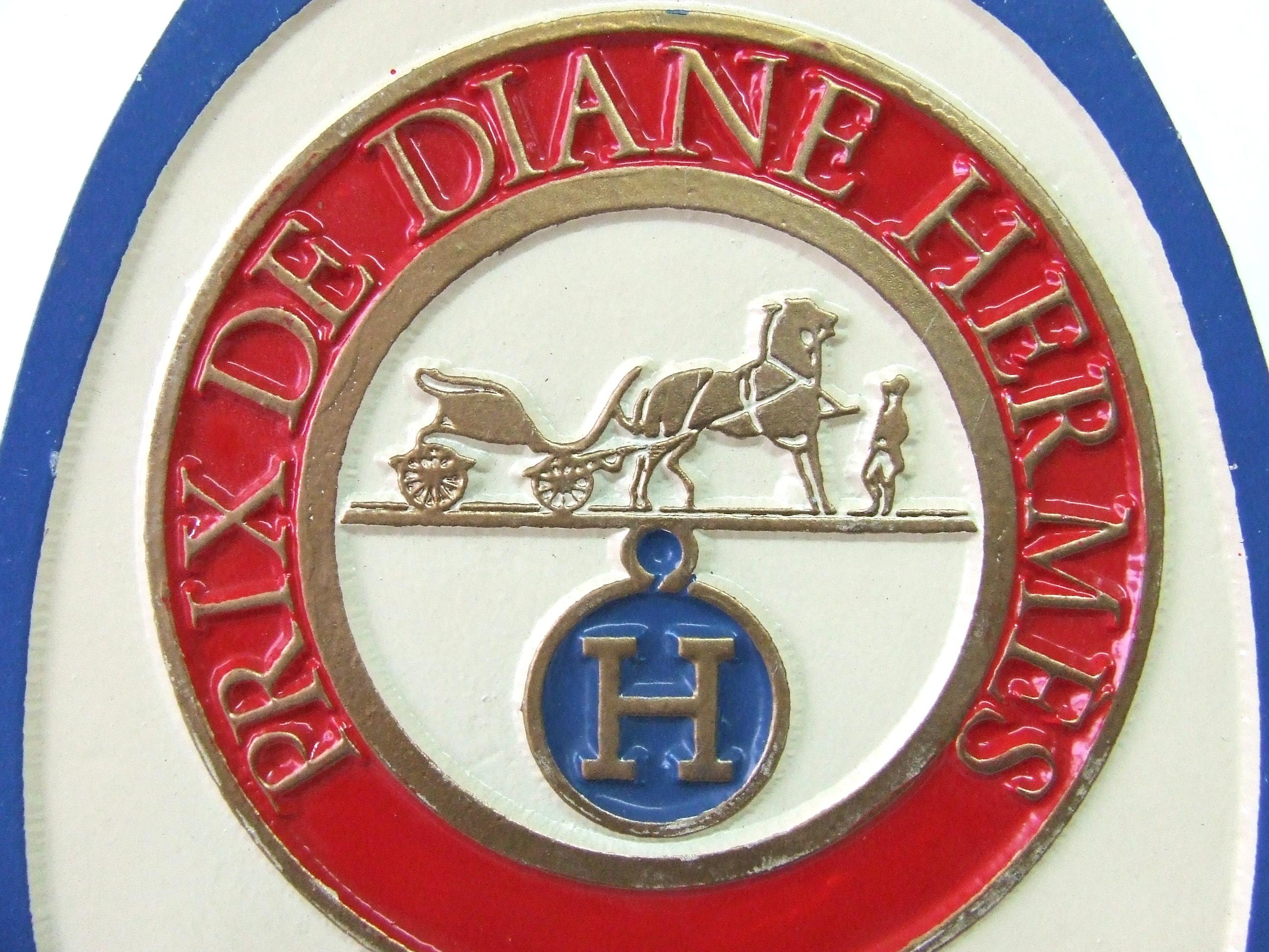 Hermès Set of 6 Stirrup Shaped Prix De Diane Aluminium Sign Plates 1987 to 1992 6