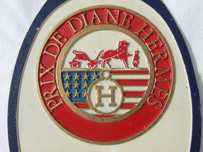 Hermès Set of 6 Stirrup Shaped Prix De Diane Aluminium Sign Plates 1987