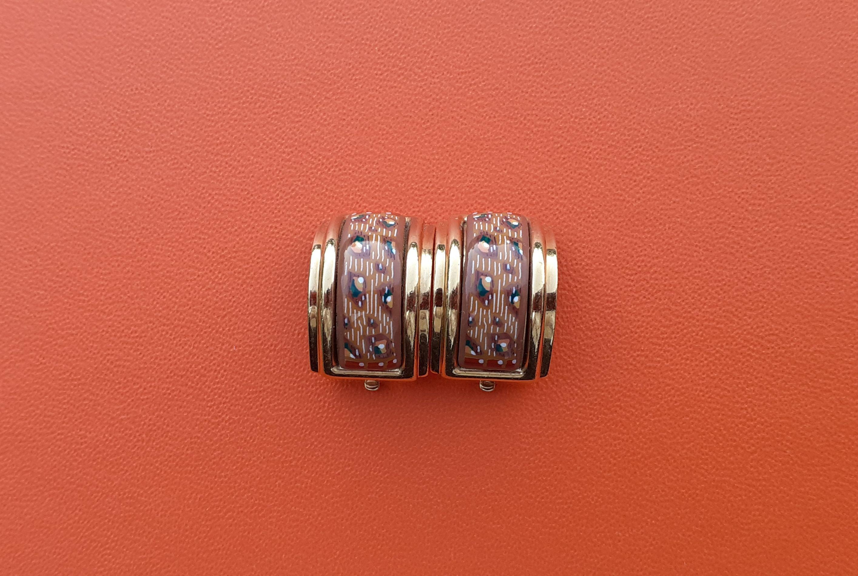 Hermès Set of Bracelet and Earrings Leopard Fur Print Size 65 For Sale 7