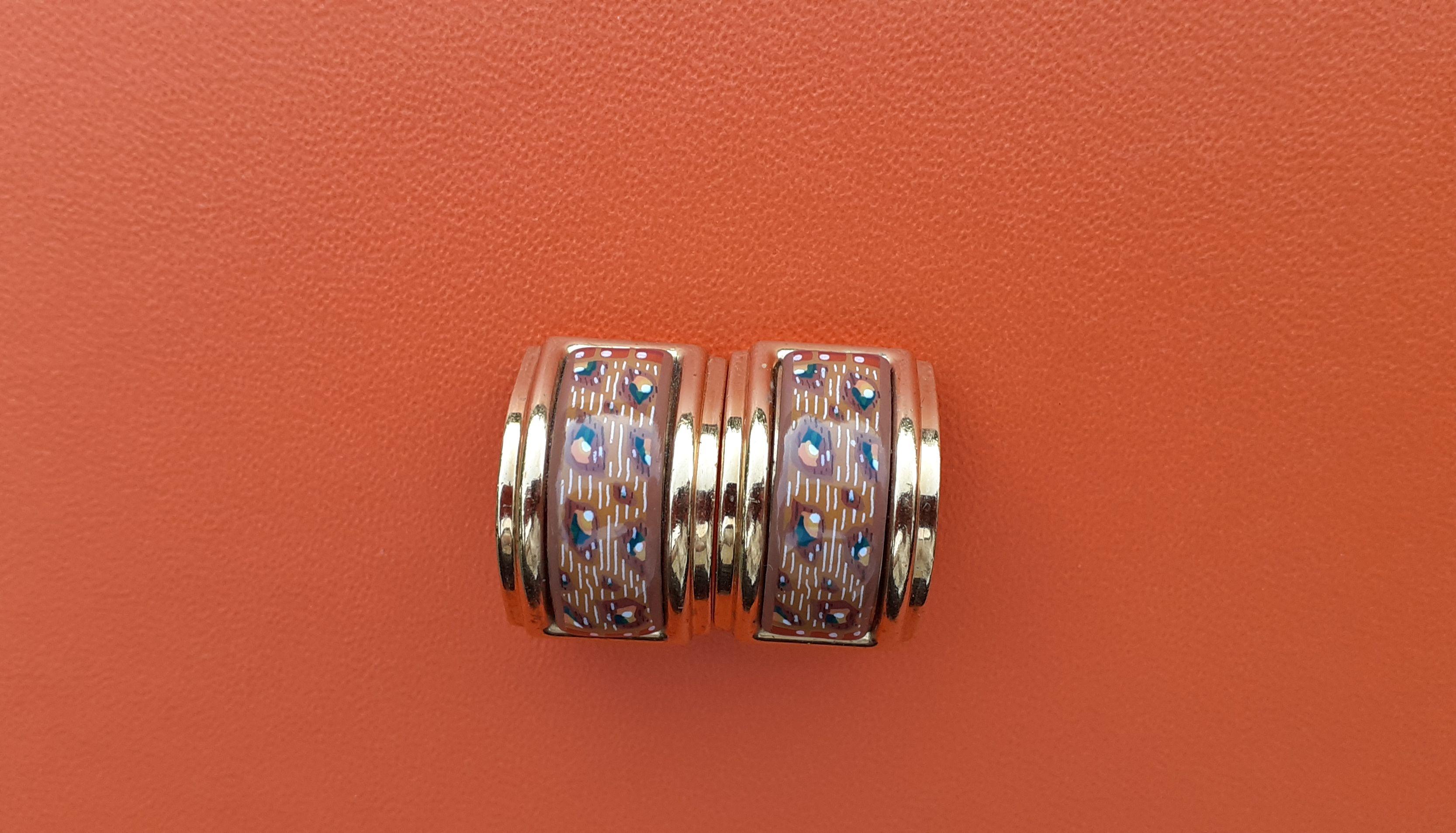 Hermès Set of Bracelet and Earrings Leopard Fur Print Size 65 For Sale 8