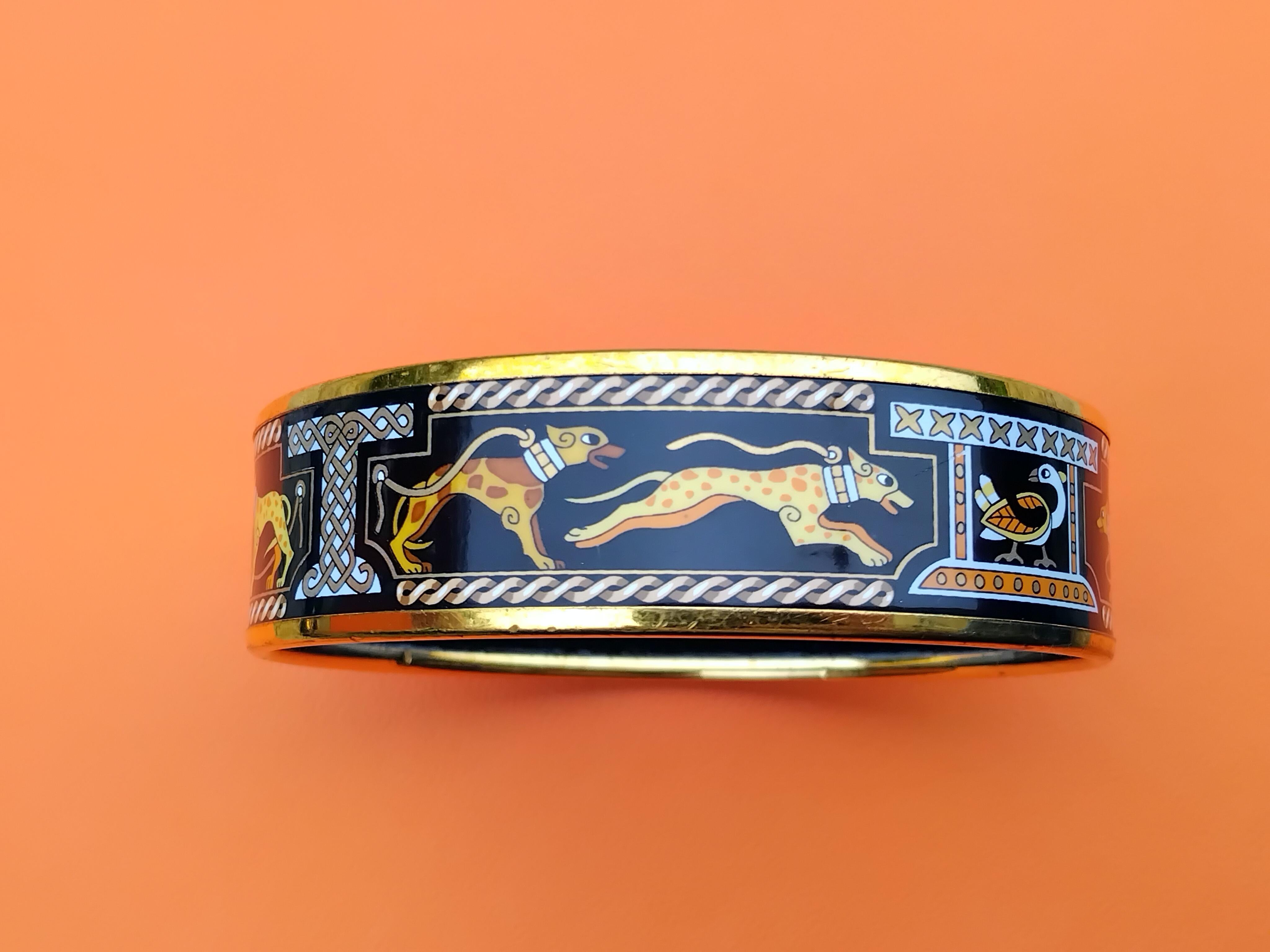 Hermès Set of Bracelets and Earrings Greyhound Dog Levriers Print Size 70 For Sale 8
