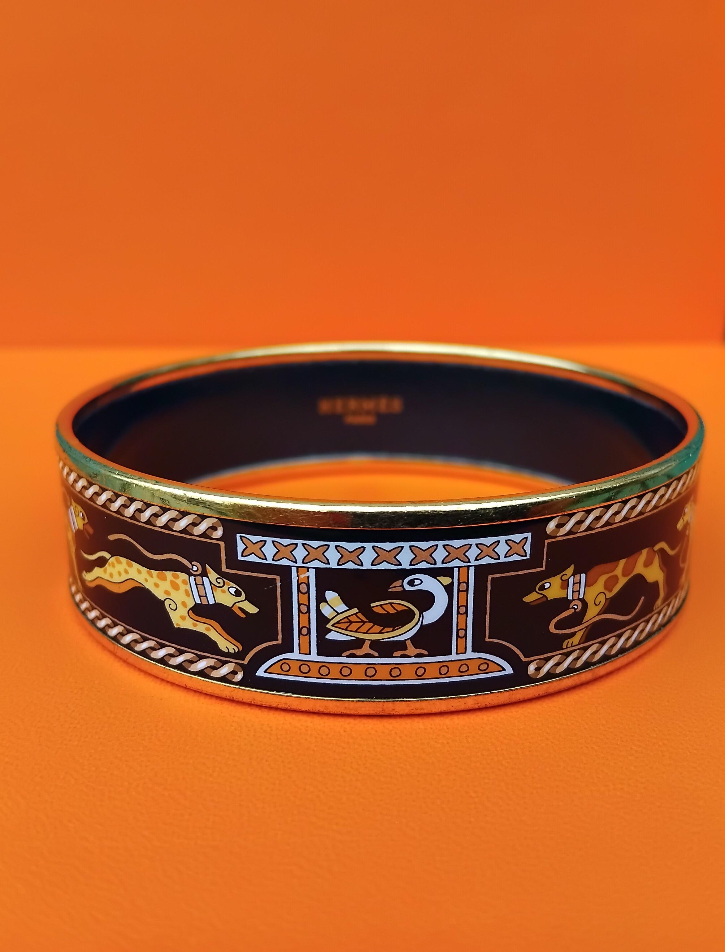 Hermès Set of Bracelets and Earrings Greyhound Dog Levriers Print Size 70 For Sale 9