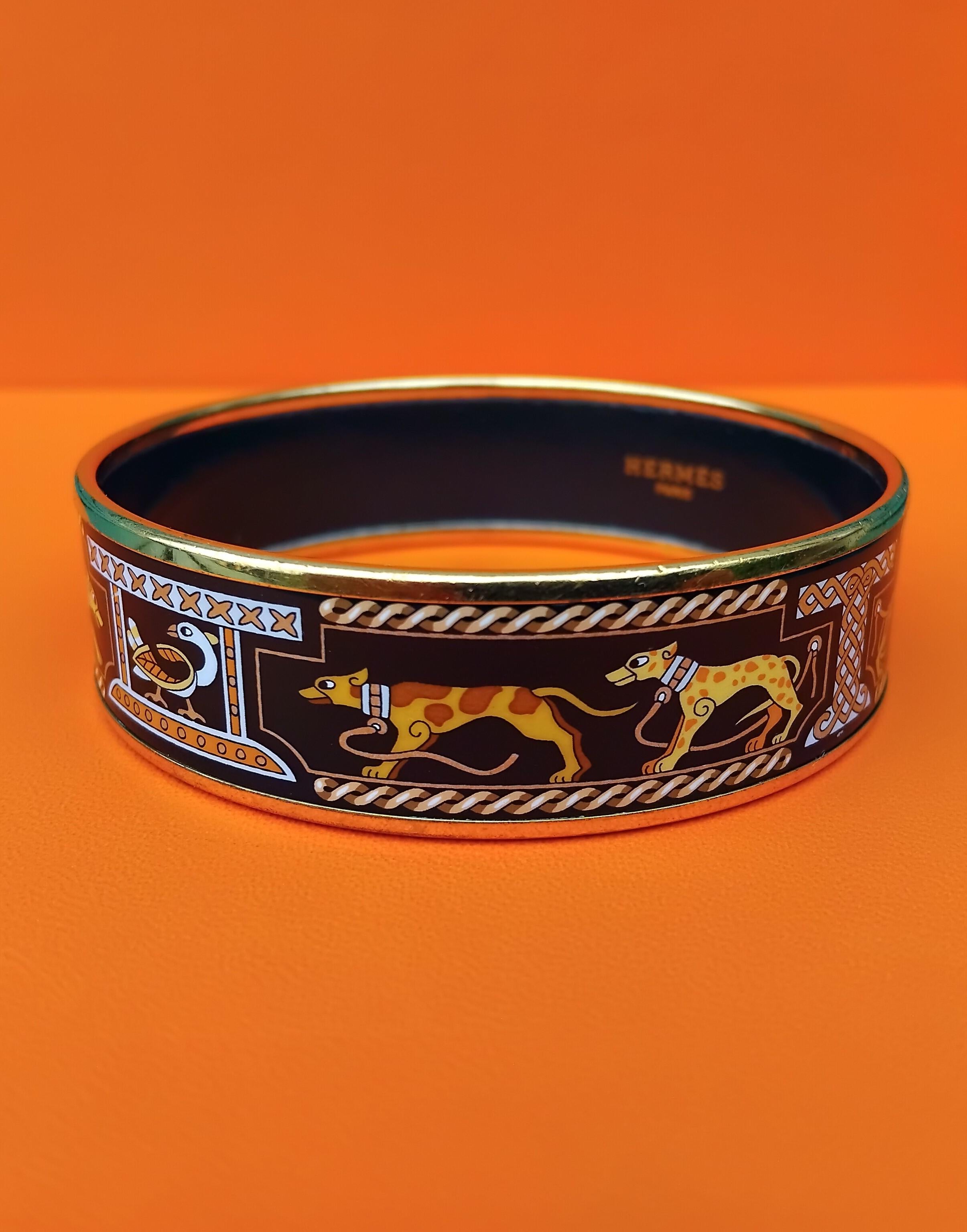 Hermès Set of Bracelets and Earrings Greyhound Dog Levriers Print Size 70 For Sale 10