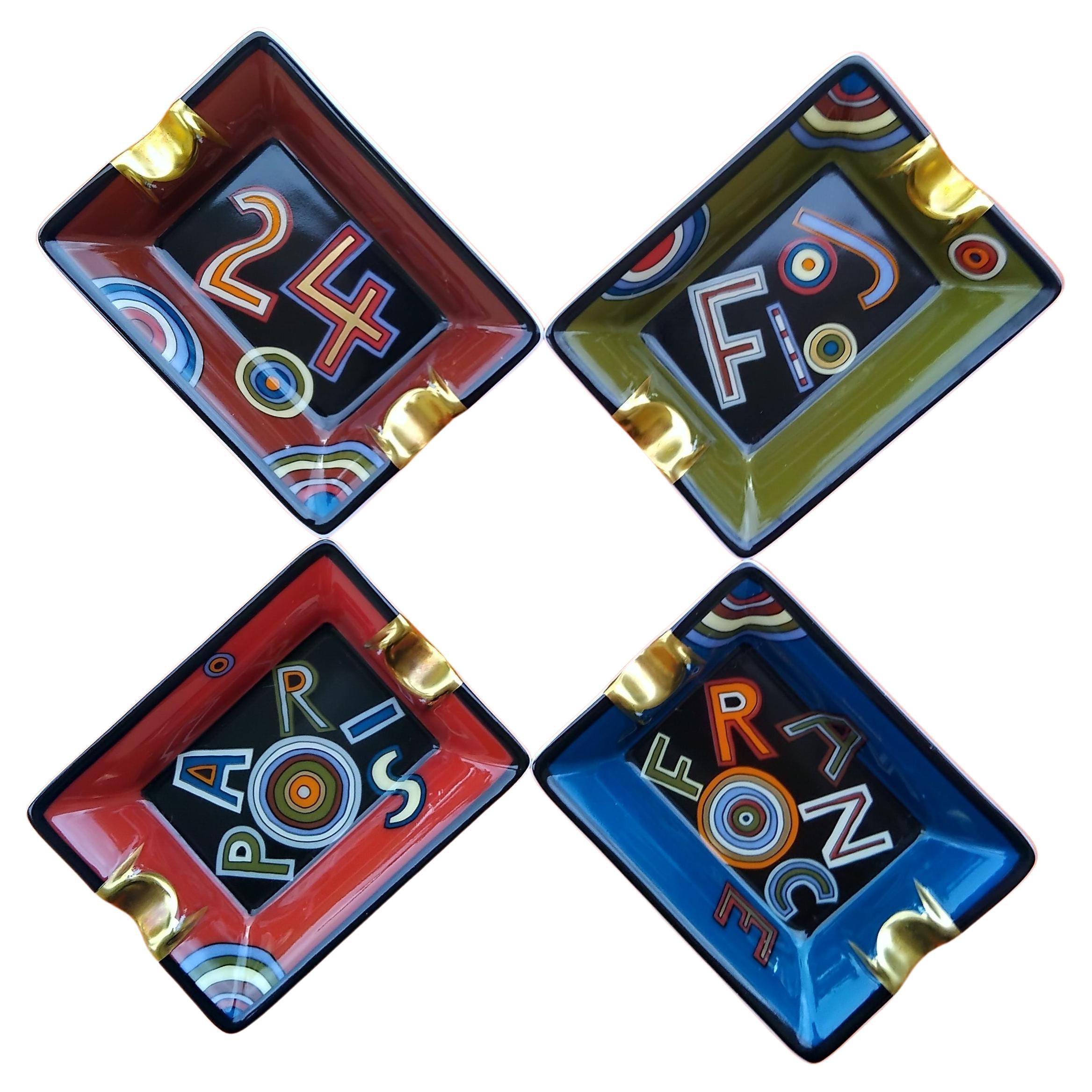 Hermès Set of Four Small Ashtrays Tohu Bohu Porcelain and Gold