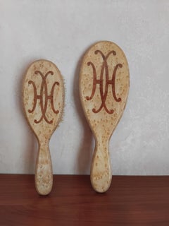 Hermès Set di spazzole e specchi intarsiati in legno laccato H. H.