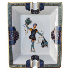 Hermès Set of 2 Matching Ashtrays Russian Ballets Russia Porcelain Gold