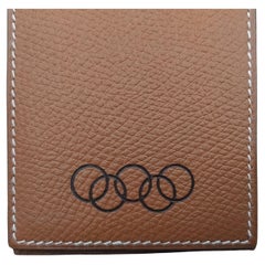 Hermès Set of Notepad and Cover in Gold Leather Olympic Games Logo