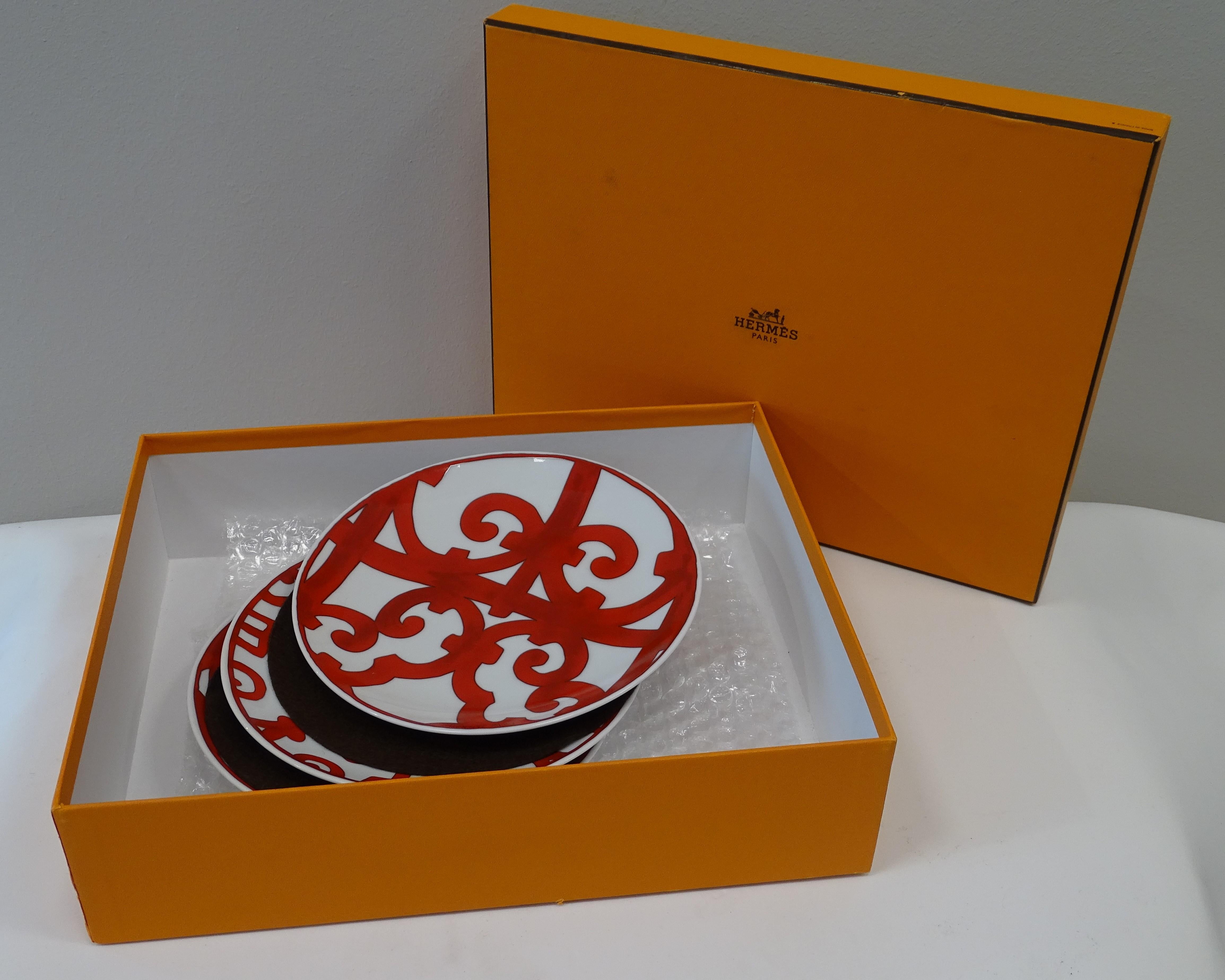Hermes Set of Orange 3 Dishes, with the Box 10
