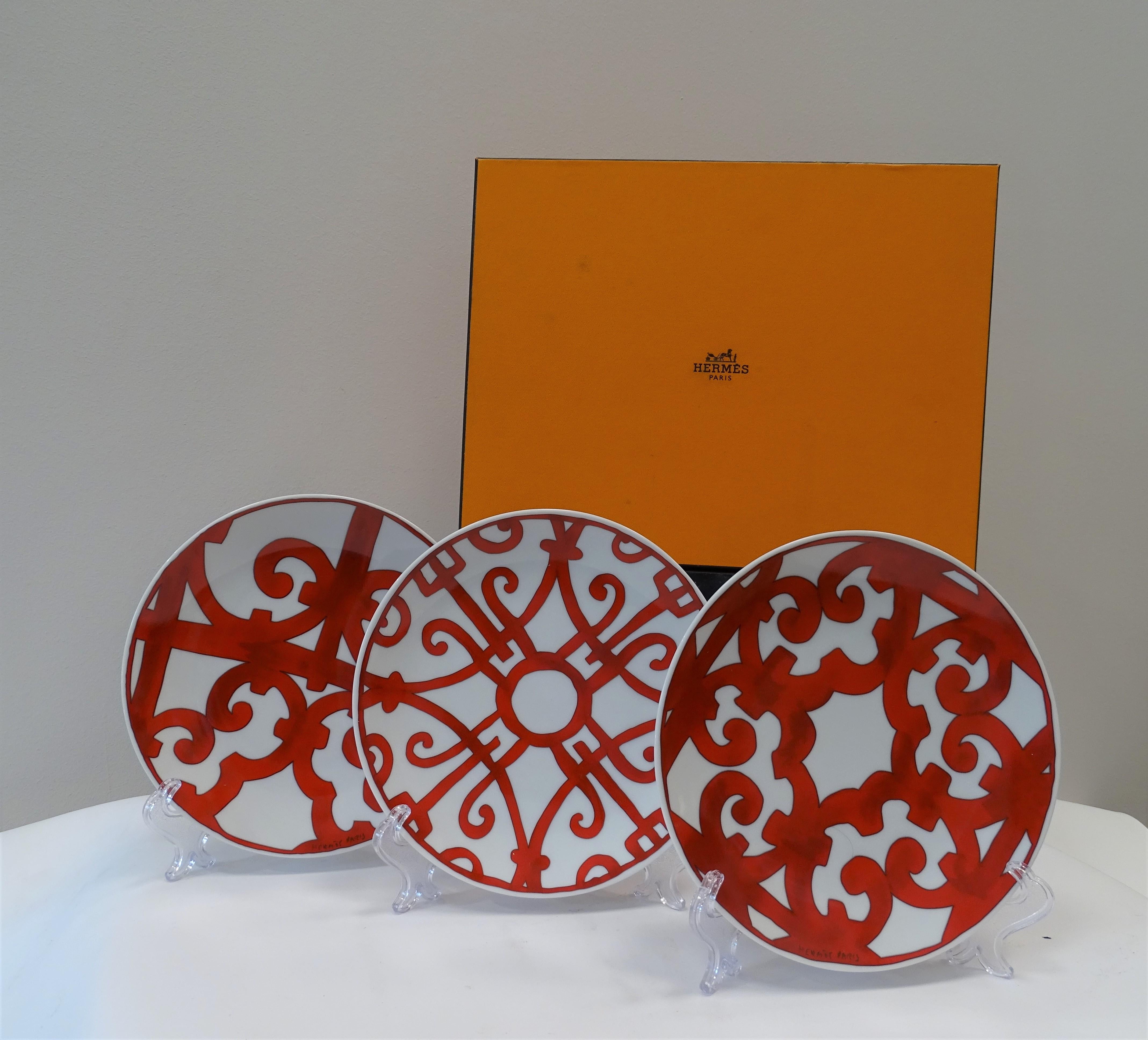 Hermes Set of Orange 3 Dishes, with the Box 12