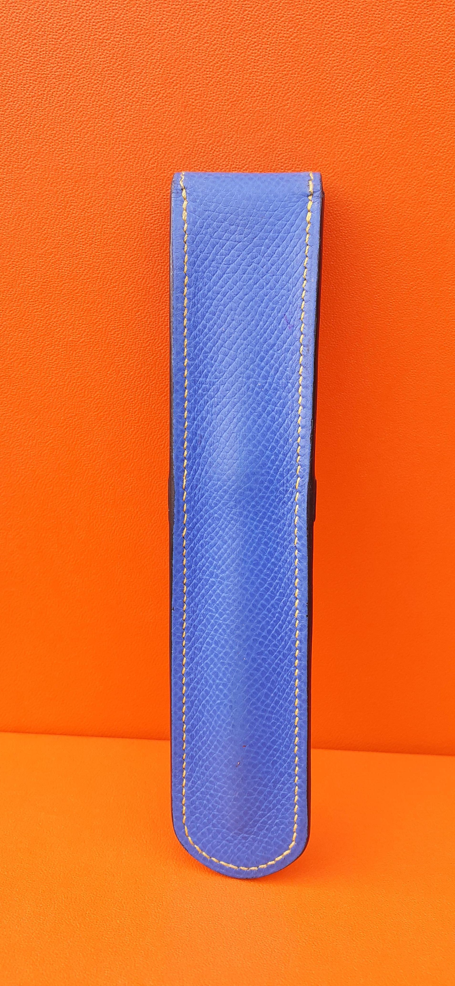 Hermès Set of Pencil Case and Sticky Notes Cover Blue Yellow Leather For Sale 4