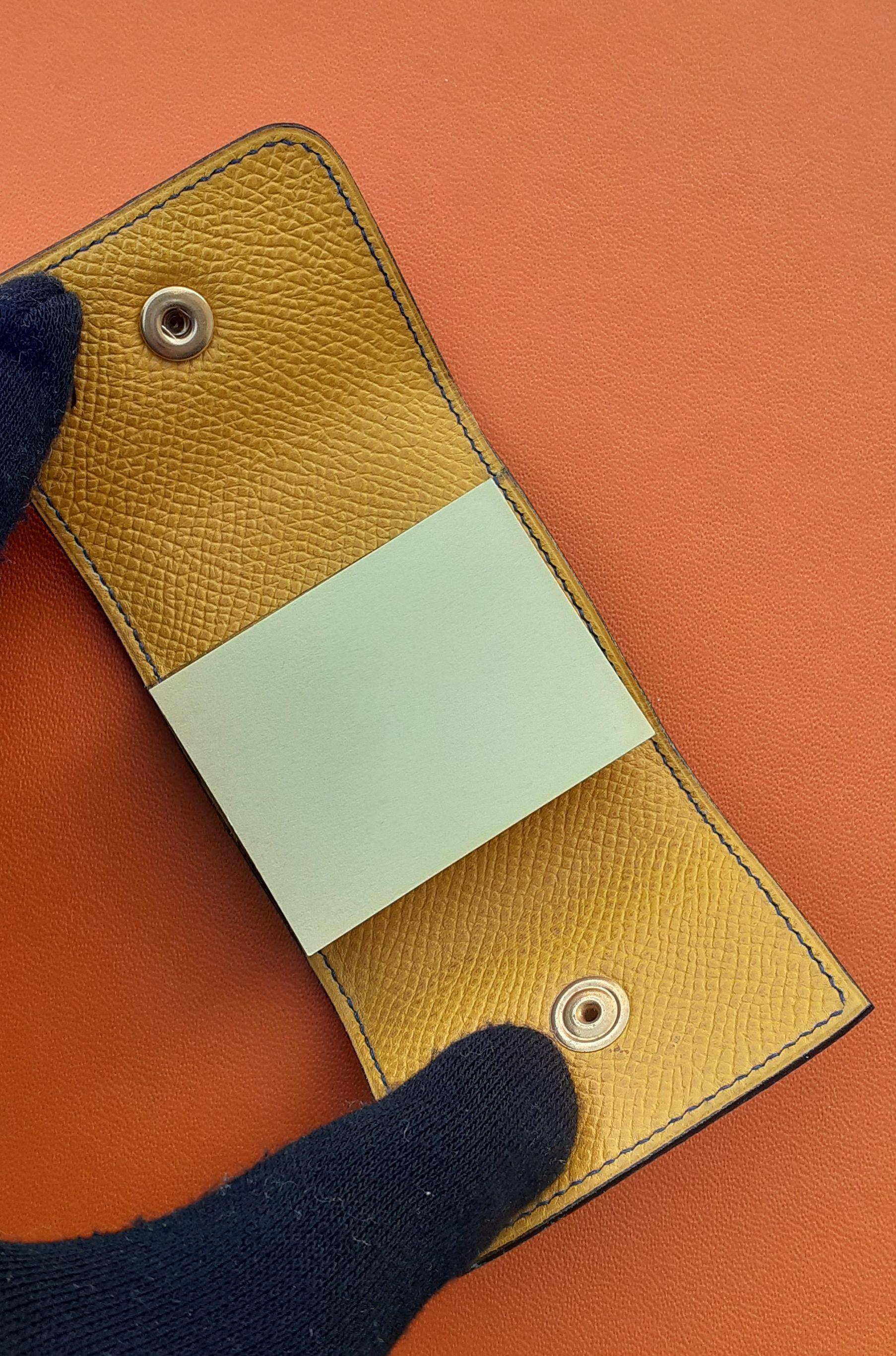 Hermès Set of Pencil Case and Sticky Notes Cover Blue Yellow Leather For Sale 1