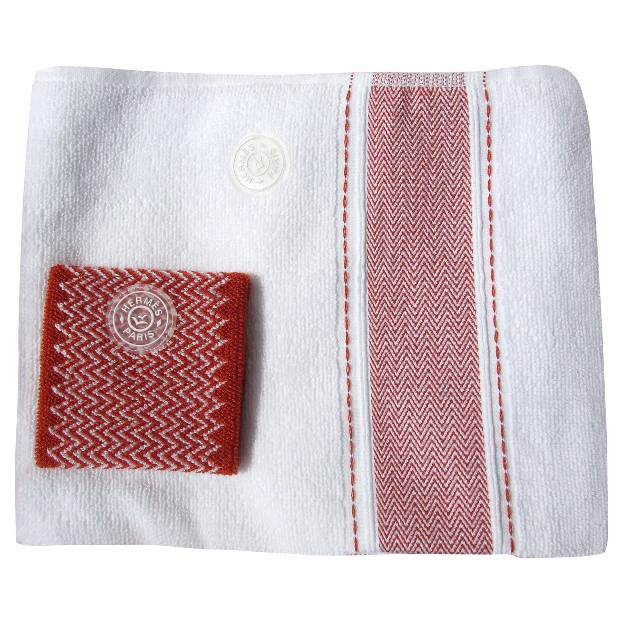 Hermès Set of Sports Towel and Sweatband Tennis Combed Cotton 