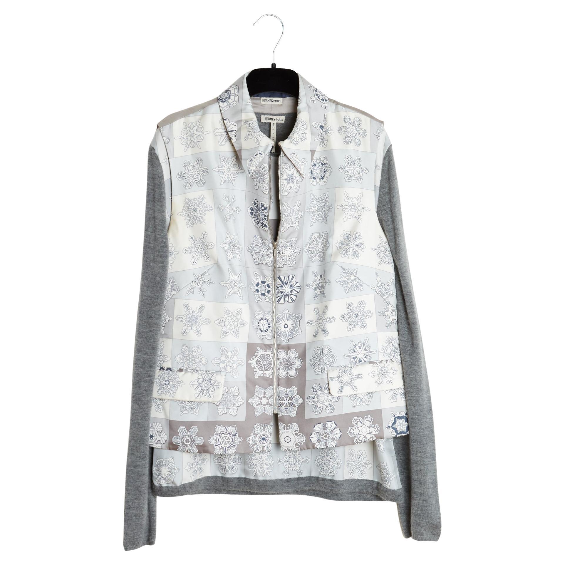 Hermès Set Twillaine FR40 Margiela Grey Silk Cashmere Ensemble UK12 US10 Hermes en vente