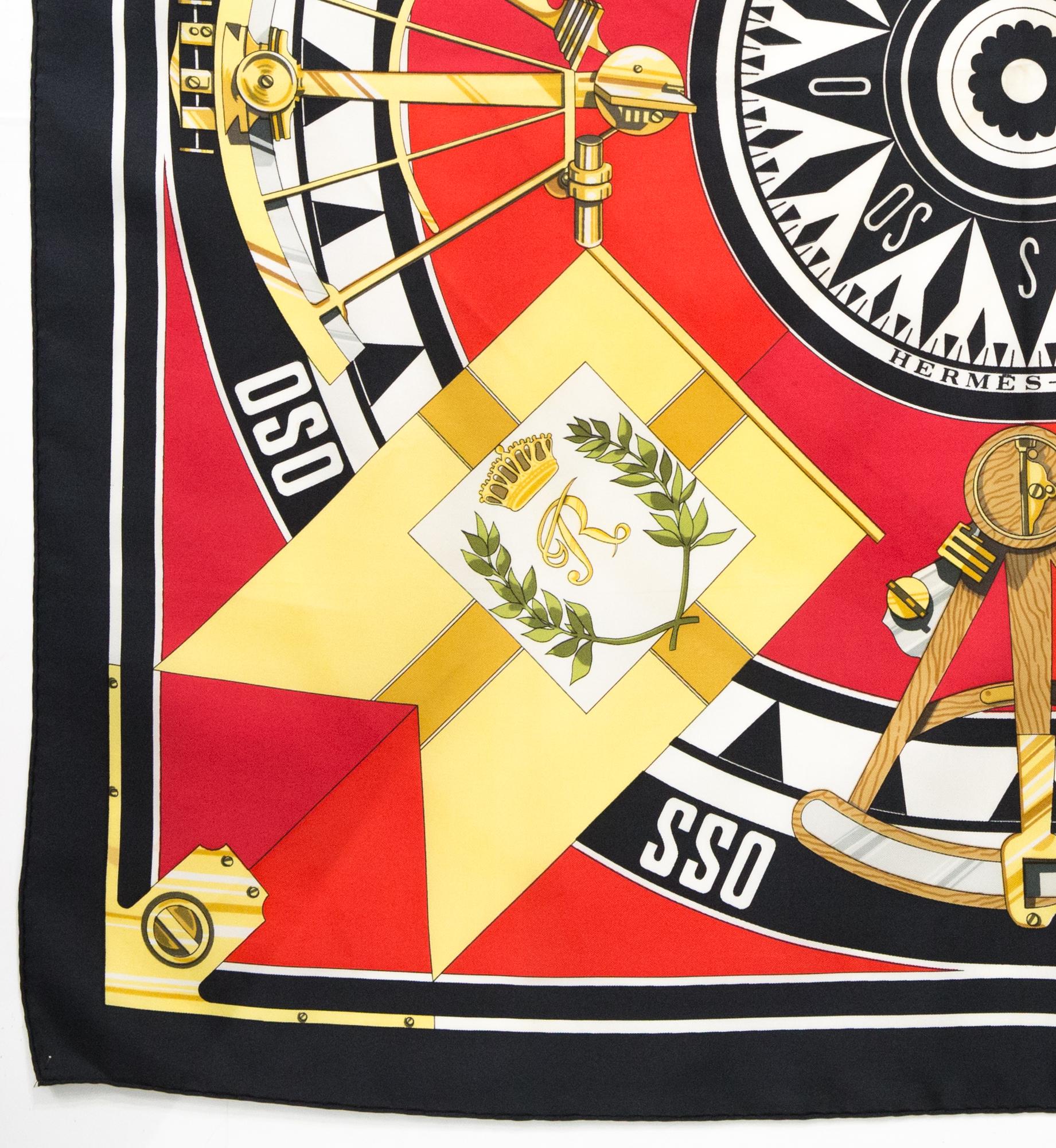 Women's or Men's Hermes Sextants by L Dubigeon Silk Scarf For Sale