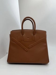 Sac Birkin 25 « Hermes Shadow » en cuir Swift doré, édition limitée, pièce rare, 2021