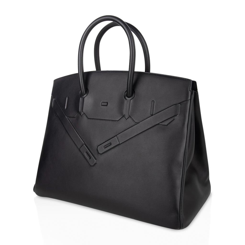 Hermes Shadow Birkin 35 Bag Limited Edition Black Swift Leather New In New Condition In Miami, FL